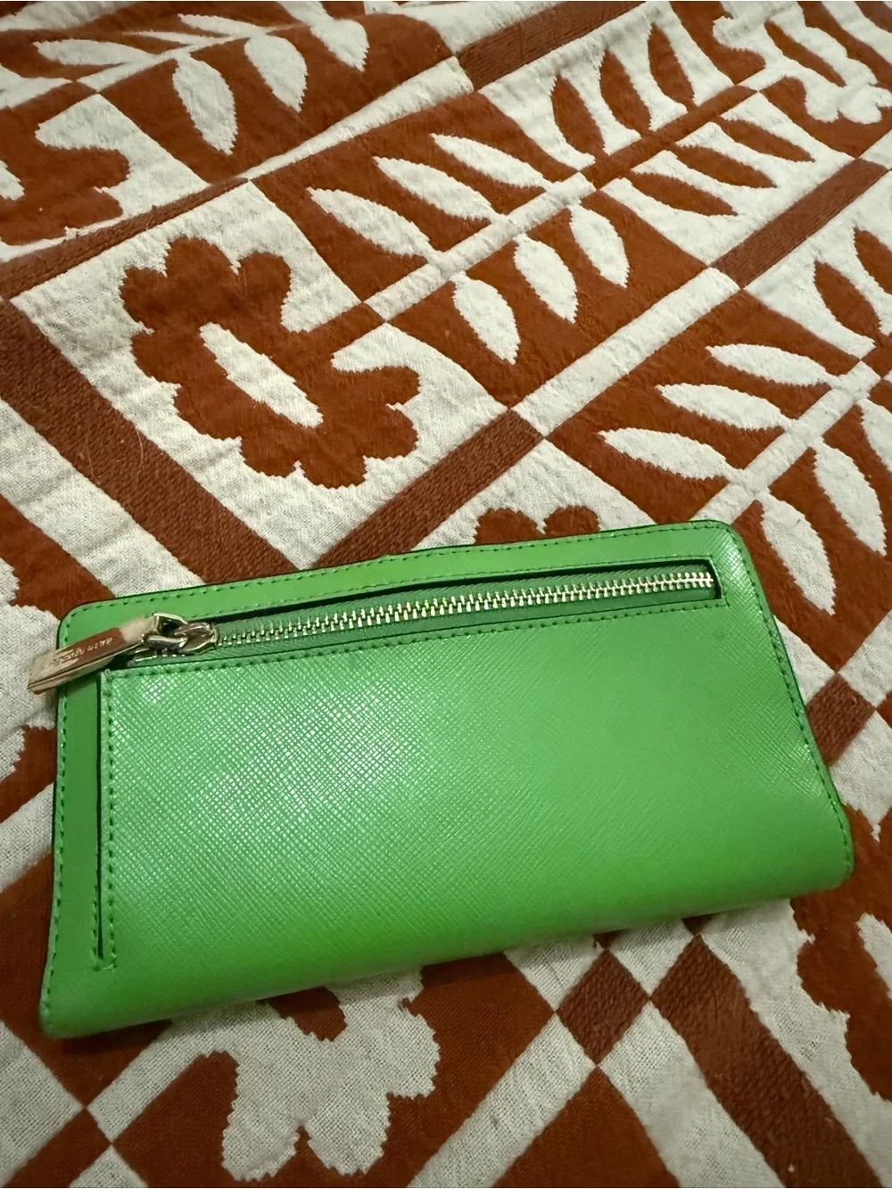 Kate Spade Bright Green Large Slim Bifold Wallet